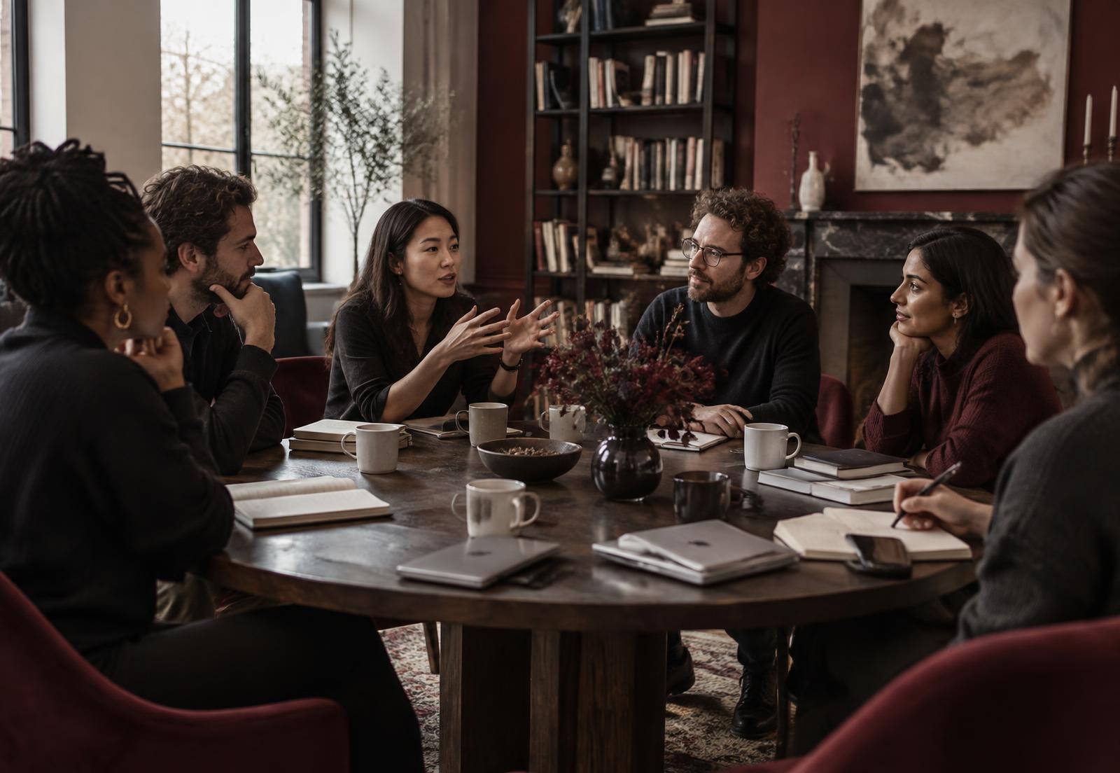 An intimate roundtable in active conversation