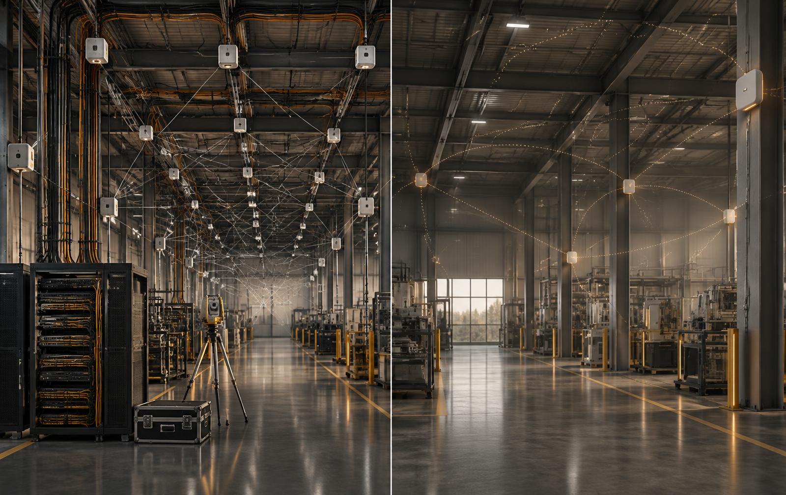 Industrial location systems compared through dense and infrastructure-light wireless networks